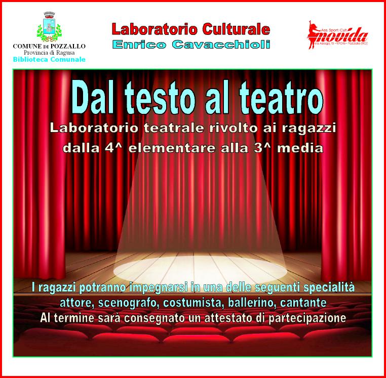 1° Laboratorio teatrale “Enrico Cavacchioli Venerdi 1 Marzo 2019 ore 18
