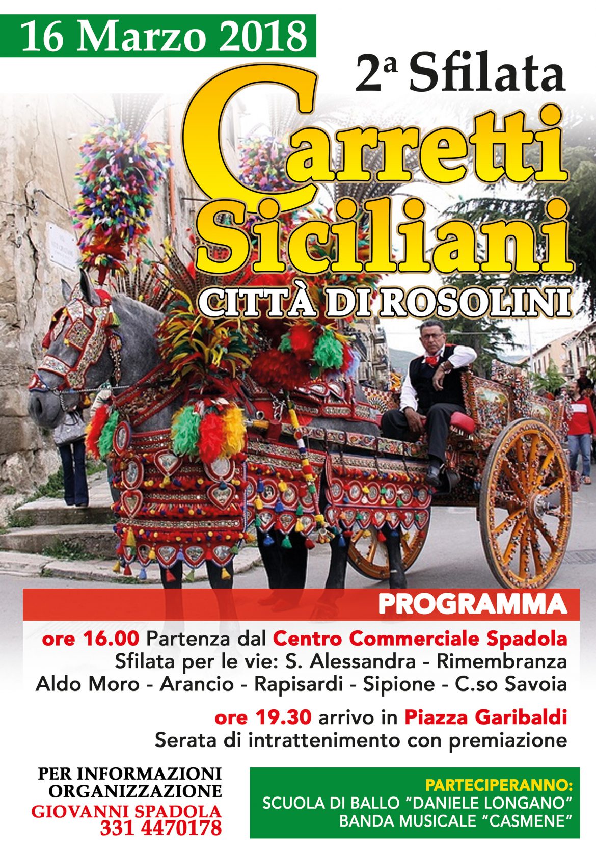 ROSOLINI – Seconda sfilata carretti Siciliani.Venerdì 16 Marzo 2018