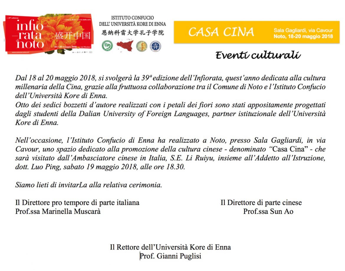 NOTO – Infiorata 2018.Casa Cina, alla scoperta di una cultura millenaria