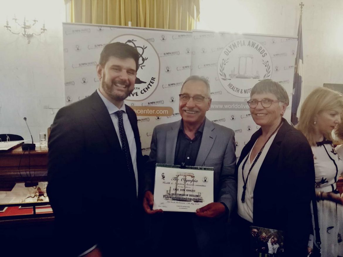 Rosolini – L’olio d’oliva di Case don Ignazio insignito ad Atene del “Premio Olympia salute e nutrizione”