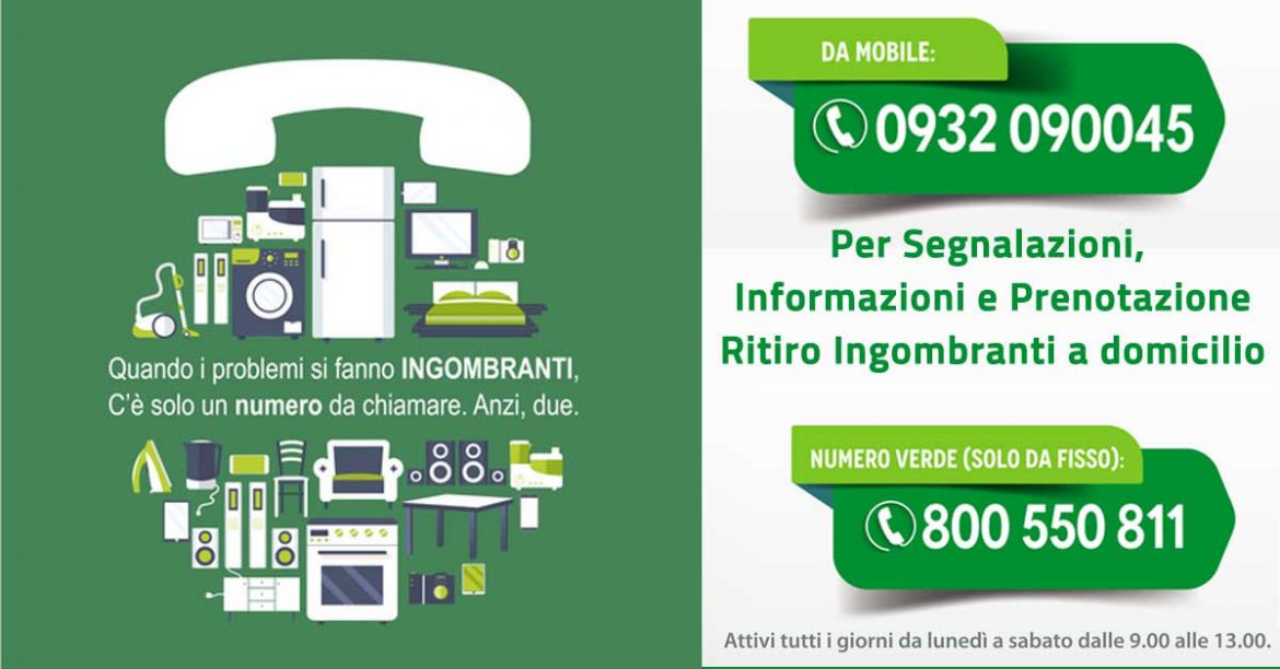 ISPICA – SERVIZIO RIFIUTI INCOMBRANTI GRATUITO E A DOMICILIO
