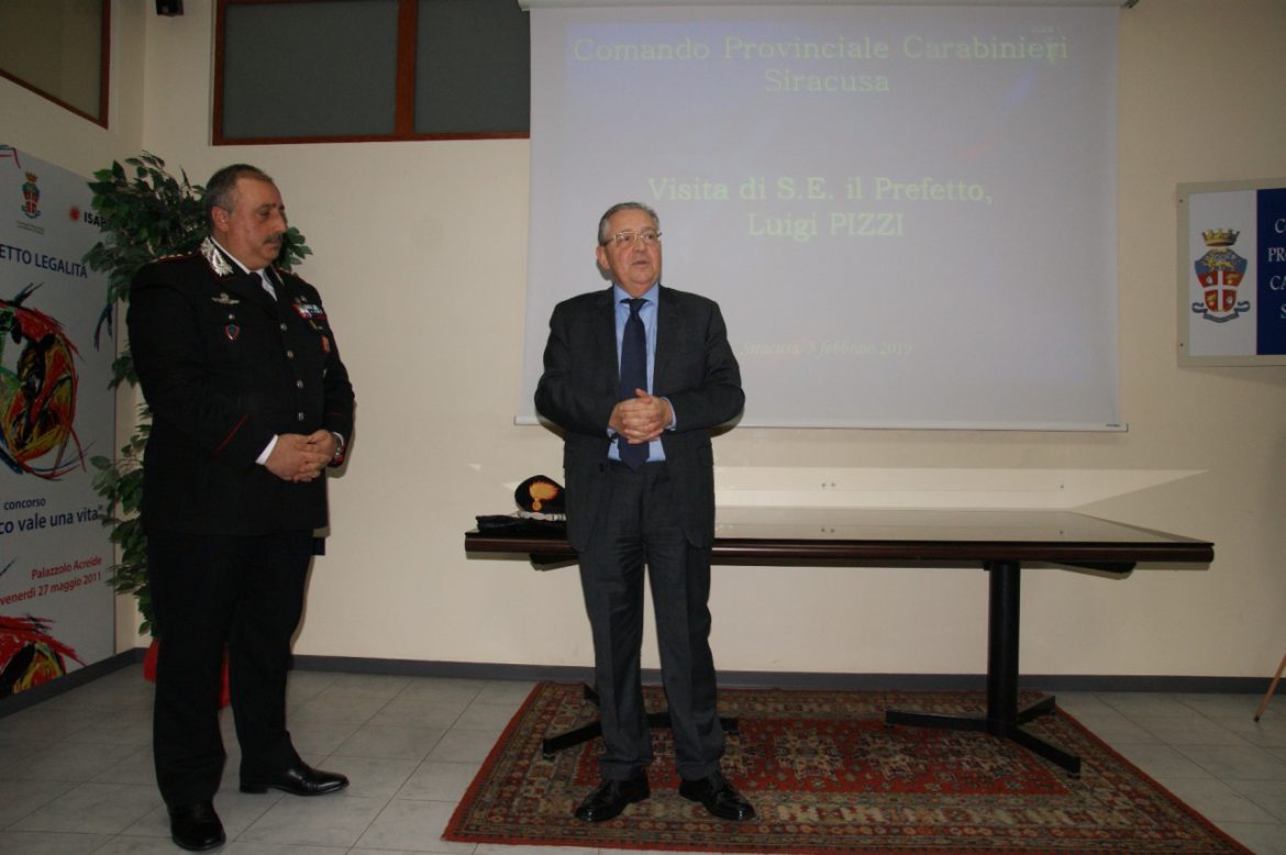 SIRACUSA – VISITA DEL PREFETTO PIZZI AL COMANDO PROVINCIALE CARABINIERI.