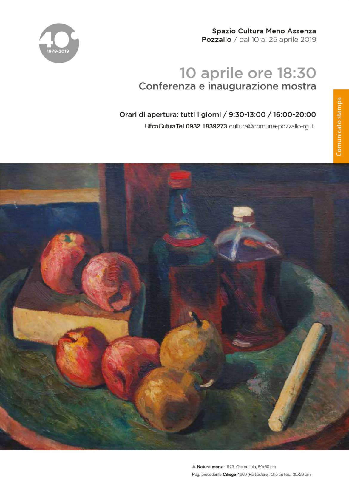 POZZALLO – Le opere di Rodolfo Cristina dal 10 al 25 Aprile allo Spazio Cultura Meno Assenza