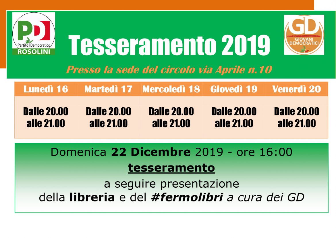 ROSOLINI – TESSERAMENTO PD 2019