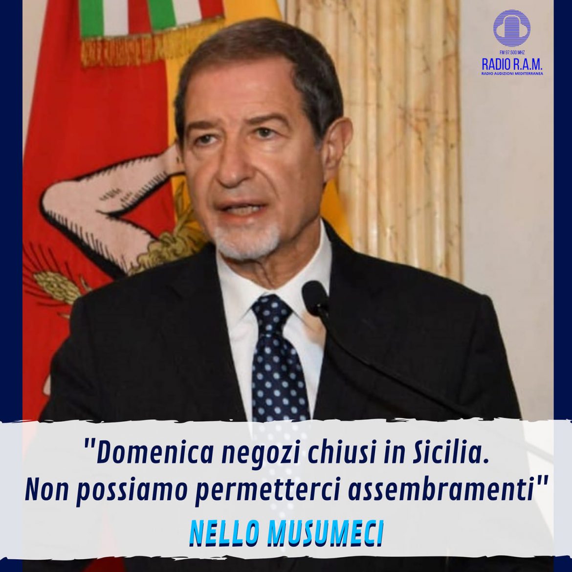 Nuova ordinanza del Governatore siciliano Musumeci: “Domenica negozi chiusi in Sicilia. Non possiamo permetterci assembramenti”