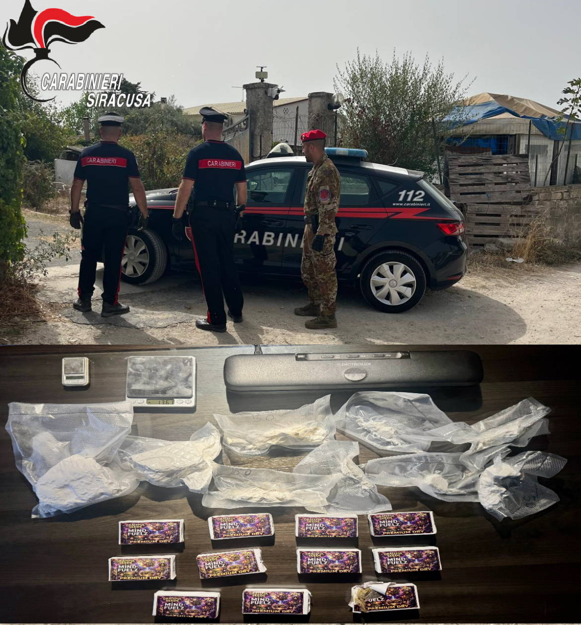 FLORIDIA – CARABINIERI: ARRESTATO 23ENNE PER DETENZIONE A FINI DI SPACCIO DI SOSTANZE STUPEFACENTI
